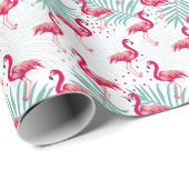 Tropischer Flamingo und Blätter, Sommermuster. Geschenkpapier (Rolleneckpunkt)