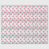 Tropischer Flamingo und Blätter, Sommermuster. Geschenkpapier (Flach)