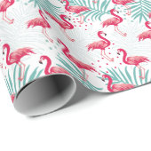 Tropischer Flamingo und Blätter, Sommermuster. Geschenkpapier (Rolleneckpunkt)