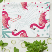 Tropischer Flamingo und Blätter, Sommermuster. Geschirrtuch (Gefaltet)