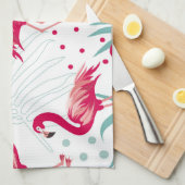 Tropischer Flamingo und Blätter, Sommermuster. Geschirrtuch (Viertel Falte)