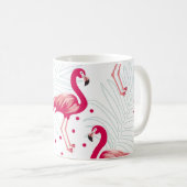 Tropischer Flamingo und Blätter, Sommermuster. Kaffeetasse (VorderseiteRechts)