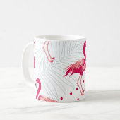 Tropischer Flamingo und Blätter, Sommermuster. Kaffeetasse (Vorderseite Links)