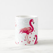 Tropischer Flamingo und Blätter, Sommermuster. Kaffeetasse (Mittel)
