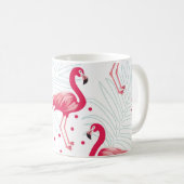 Tropischer Flamingo und Blätter, Sommermuster. Kaffeetasse (VorderseiteRechts)
