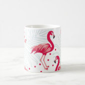 Tropischer Flamingo und Blätter, Sommermuster. Kaffeetasse (Mittel)