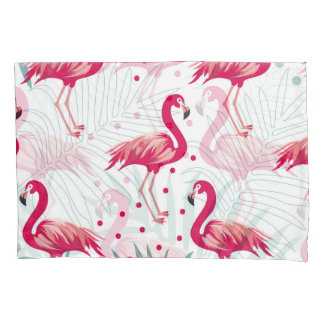 Tropischer Flamingo und Blätter, Sommermuster. Kissenbezug