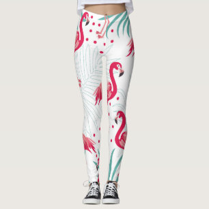 Tropischer Flamingo und Blätter, Sommermuster. Leggings