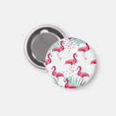 Tropischer Flamingo und Blätter, Sommermuster. Magnet (Vorderseite/Rückseite)
