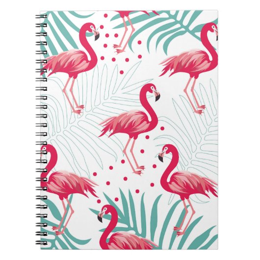 Tropischer Flamingo und Blätter, Sommermuster. Notizblock (Vorderseite)