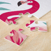 Tropischer Flamingo und Blätter, Sommermuster. Puzzle (Seite)