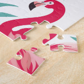 Tropischer Flamingo und Blätter, Sommermuster. Puzzle (Seite)