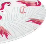 Tropischer Flamingo und Blätter, Sommermuster. Schneidebrett (Ecke)