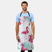 Tropischer Flamingo und Blätter, Sommermuster. Schürze (Getragen)