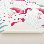 Tropischer Flamingo und Blätter, Sommermuster. Sherpadecke (3/4)