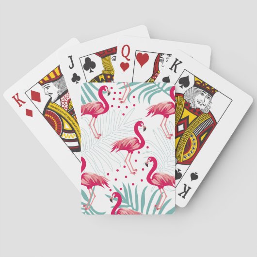 Tropischer Flamingo und Blätter, Sommermuster. Spielkarten (Rückseite)