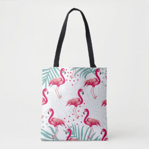 Tropischer Flamingo und Blätter, Sommermuster. Tasche