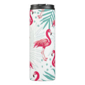 Tropischer Flamingo und Blätter, Sommermuster. Thermosbecher (Rückseite)