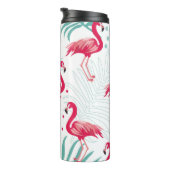 Tropischer Flamingo und Blätter, Sommermuster. Thermosbecher (Nach rechts gedreht)