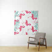 Tropischer Flamingo und Blätter, Sommermuster. Wandteppich (Beispiel (Horizontal))