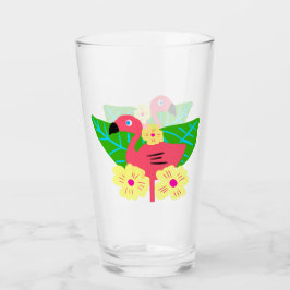 Tropischer Flamingo und Blume Glas