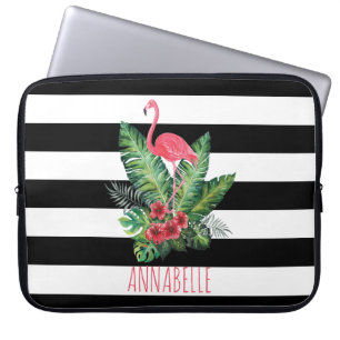 Tropischer Flamingo und Blume Laptopschutzhülle
