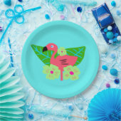 Tropischer Flamingo und Blume Pappteller (Party)