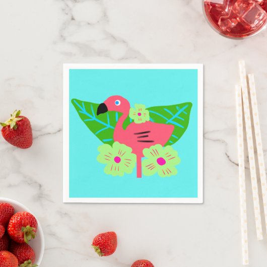 Tropischer Flamingo und Blume Serviette (Beispiel)