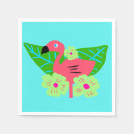 Tropischer Flamingo und Blume Serviette