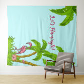 Tropischer Flamingo und Blume Tapestry Wandteppich (Beispiel (Horizontal))