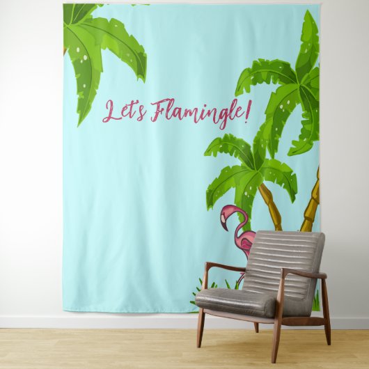 Tropischer Flamingo und Blume Tapestry Wandteppich (Beispiel)