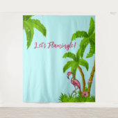 Tropischer Flamingo und Blume Tapestry Wandteppich (Vorderseite)