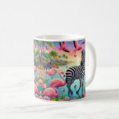 Tropischer Flamingo und Zebra Kaffeetasse (VorderseiteRechts)