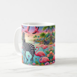 Tropischer Flamingo und Zebra Kaffeetasse