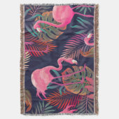 Tropischer Flamingo: Vintages Palmmuster. Decke (Vorderseite Vertikal)