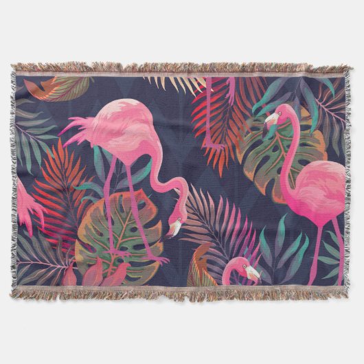 Tropischer Flamingo: Vintages Palmmuster. Decke (Vorderseite)