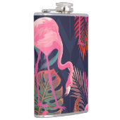 Tropischer Flamingo: Vintages Palmmuster. Flachmann (Rechts)