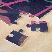 Tropischer Flamingo: Vintages Palmmuster. Puzzle (Seite)