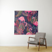 Tropischer Flamingo: Vintages Palmmuster. Wandteppich (Beispiel)