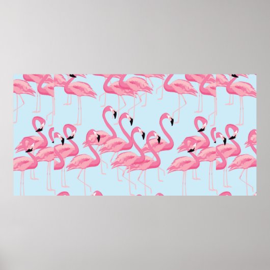 Tropischer Flamingo-Vogel - nahtloser Hintergrund Poster (Vorne)