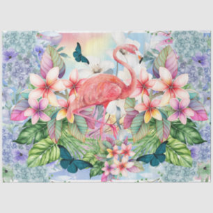 Tropischer Flamingo & Wasserfarben-Blumen Seidenpapier