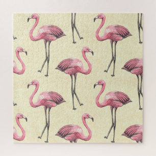 Tropischer Flamingo: Wasserfarben-Wallpaper-Vergnü Puzzle