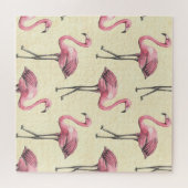 Tropischer Flamingo: Watercolor Tapete Delight. Puzzle (Horizontal)