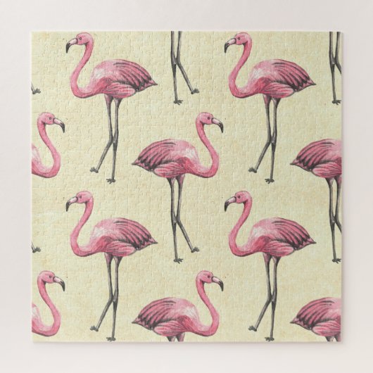 Tropischer Flamingo: Watercolor Tapete Delight. Puzzle (Vertikal)