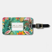 tropischer FlamingoPalme-Gepäckanhängeraufkleber Gepäckanhänger (Vorderseite horizontal)