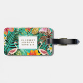 tropischer FlamingoPalme-Gepäckanhängeraufkleber Gepäckanhänger (Rückseite horizontal)