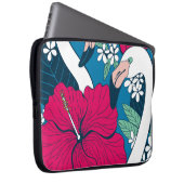 Tropischer Flamingos: Hibiskus Plumeria Hintergrun Laptopschutzhülle (Vorne Rechts)