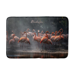 Tropischer Flamingos-individuelle Name Badematte