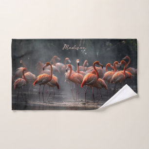Tropischer Flamingos-individuelle Name Handtuch