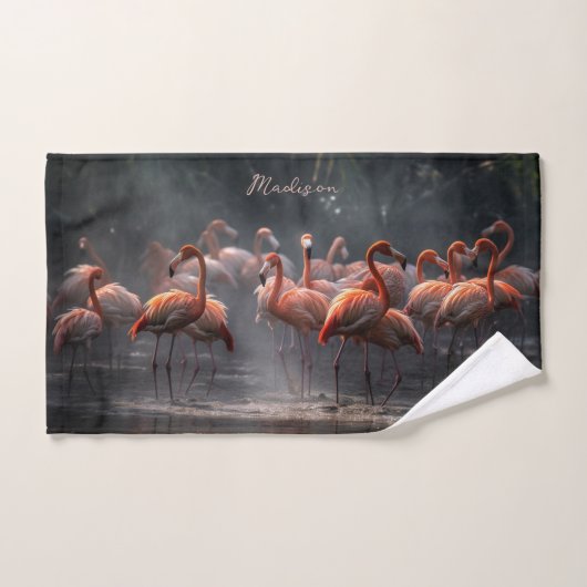 Tropischer Flamingos-individuelle Name Handtuch (Handtuch)